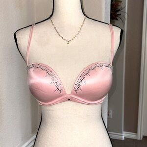 Victoria Secret Very Sexy Sans Bretelles strapless pink crystals push up bra 34C